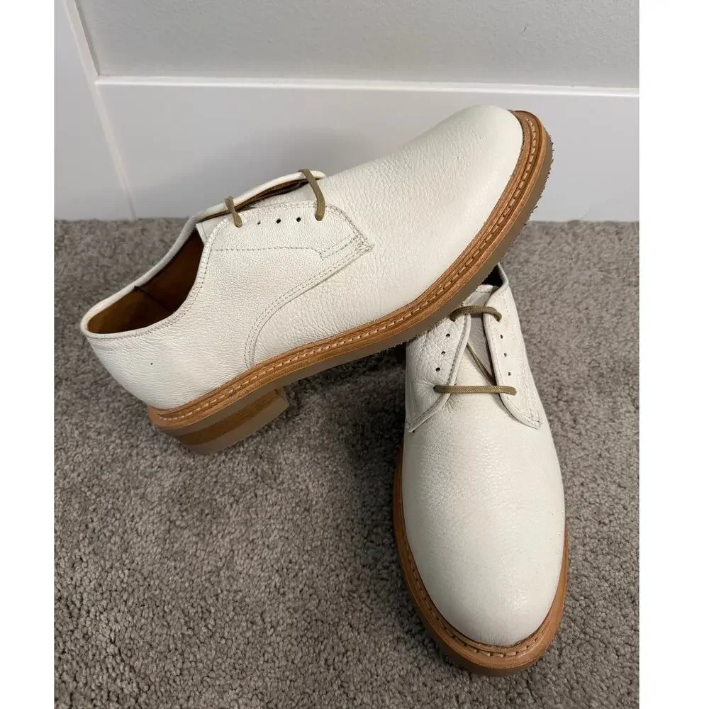 New Allen Edmonds Amesbury Leather Derby Shoes Off White Men’s 9